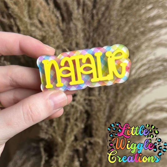 Easter plaid name clip