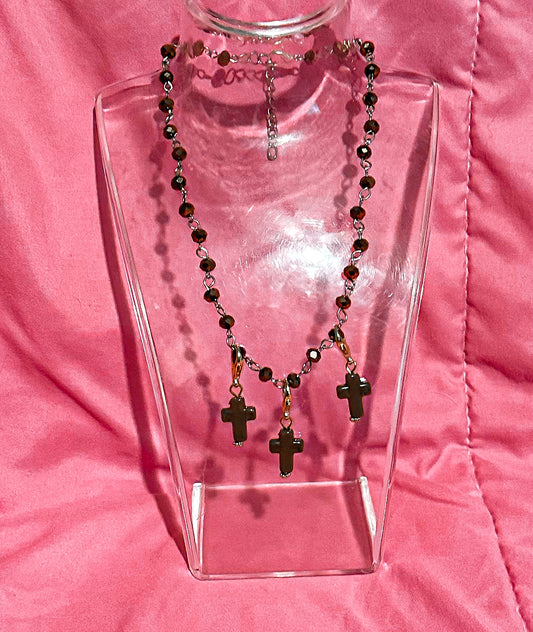 Brown cross necklace