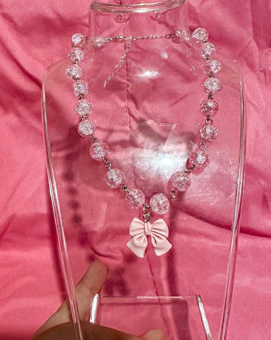 Pink bow necklace