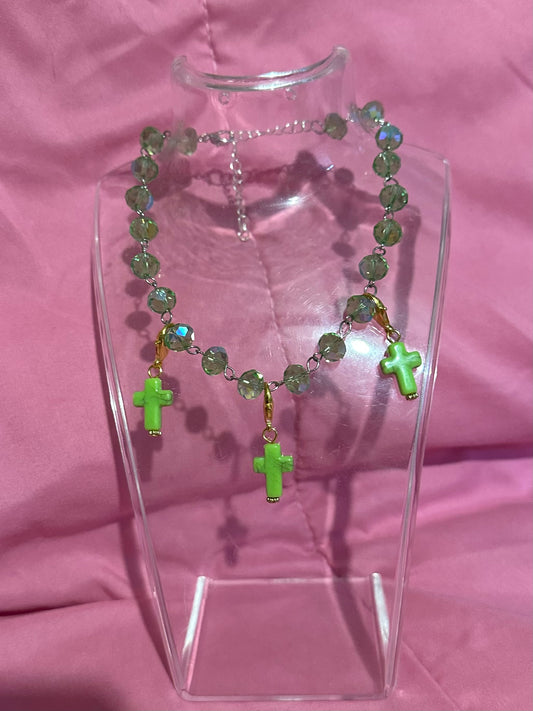Green cross necklace
