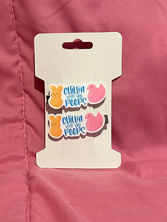 Chilling peeps hair clips