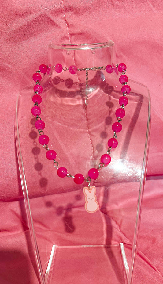 Pink peeps necklace